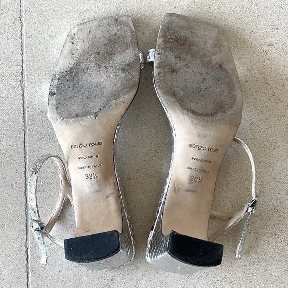 Sergio Rossi Metallic Leather Sandals – Size 38.5 – Made in Italy - Picture 7 of 7